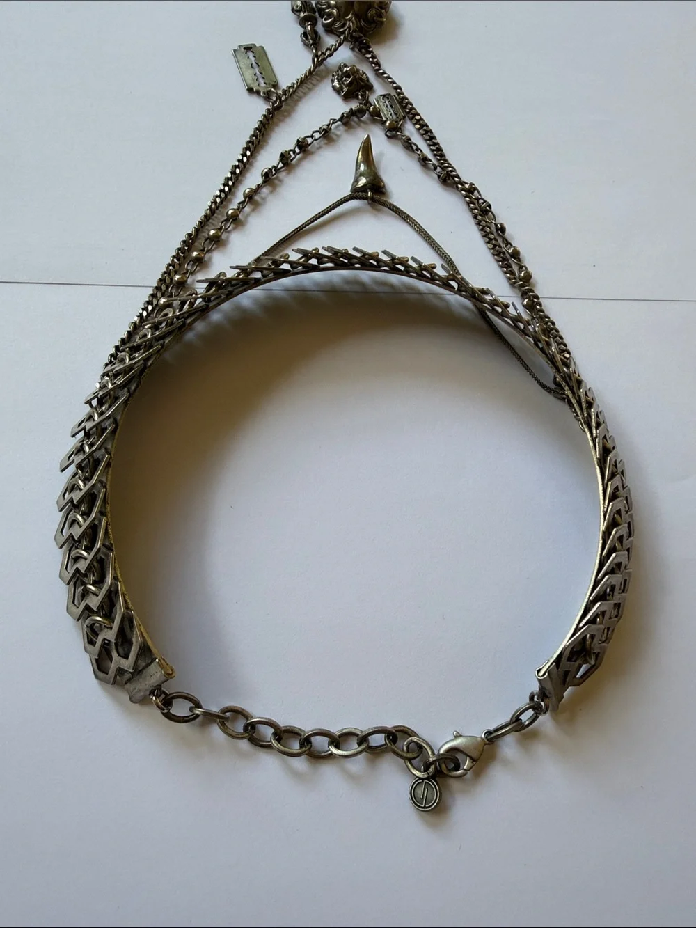 Dylanlex Archive Silver-Tone Statement Necklace with Lion and Charm Pendants